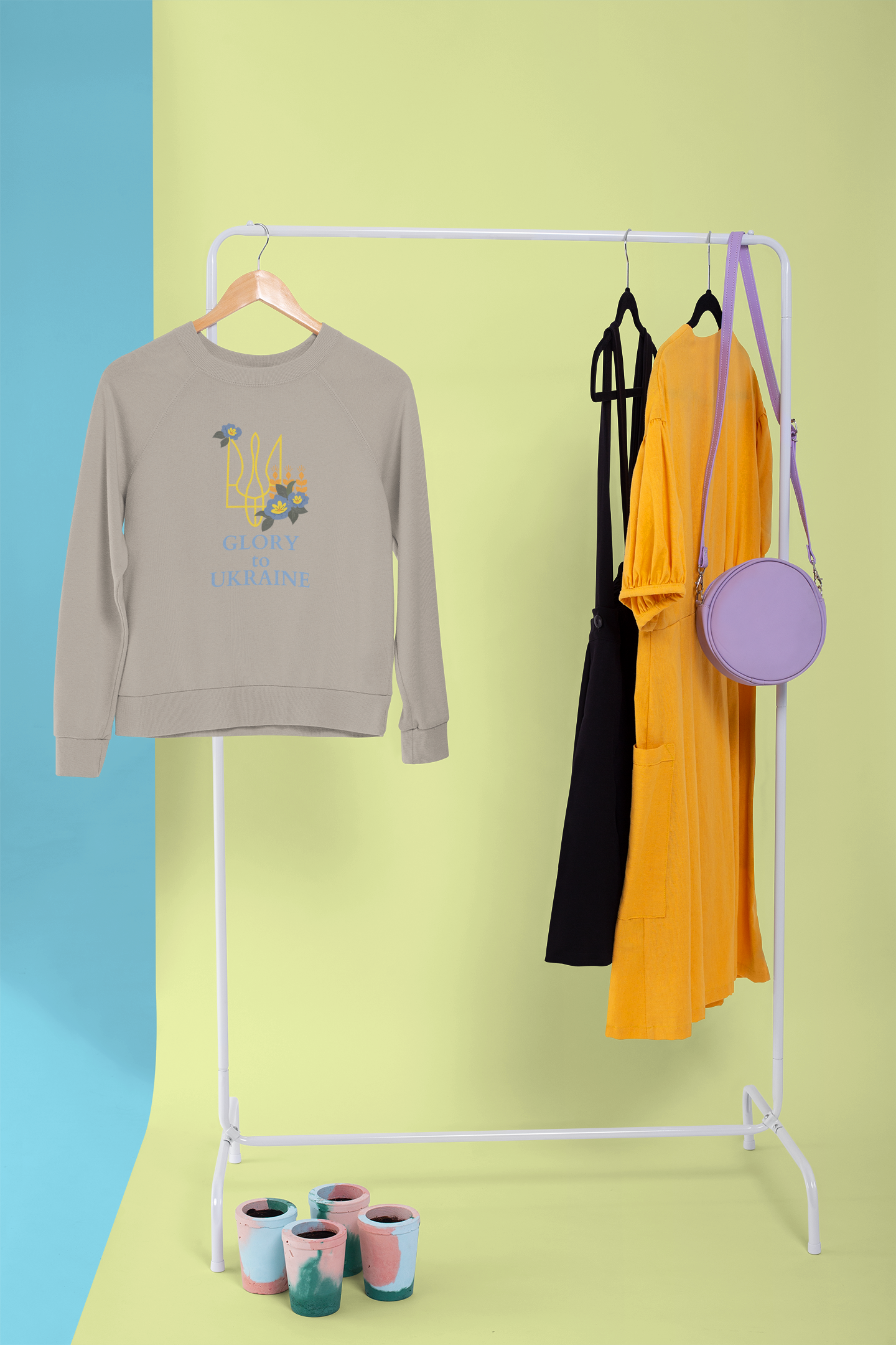 Ukrainian Trident with Flower Sweatshirt | Unisex